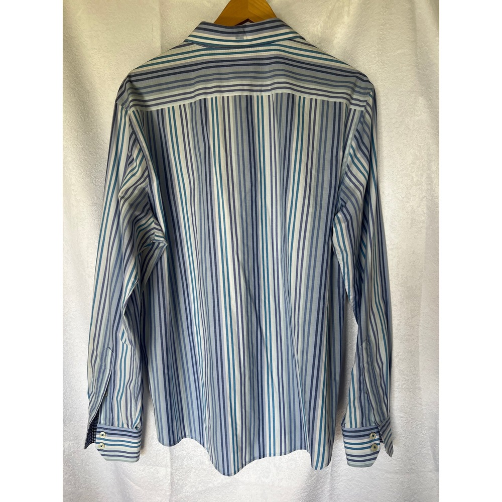 Ben Sherman Preppy Men Blue Stripe Long Sleeve Button Down XXL Cotton‎ Casual - Picture 6 of 6